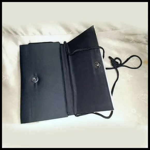 Convertible Clutch Black Gold Lame Evening Shoulder Bag Unused Vintage - Picture 3 of 15